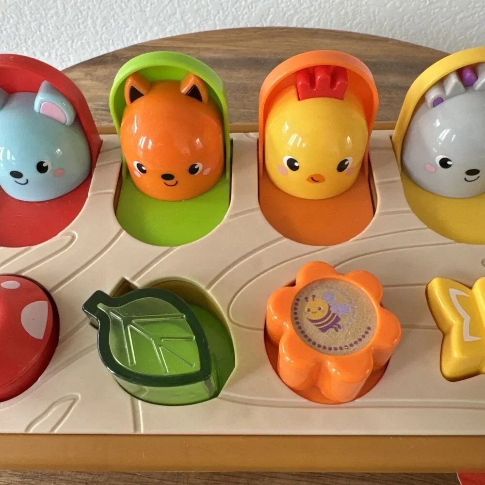 Fisher-Price Hide & Peek Pop-Up Animal Toy Sensory Activity EUC Ages 9+ Months